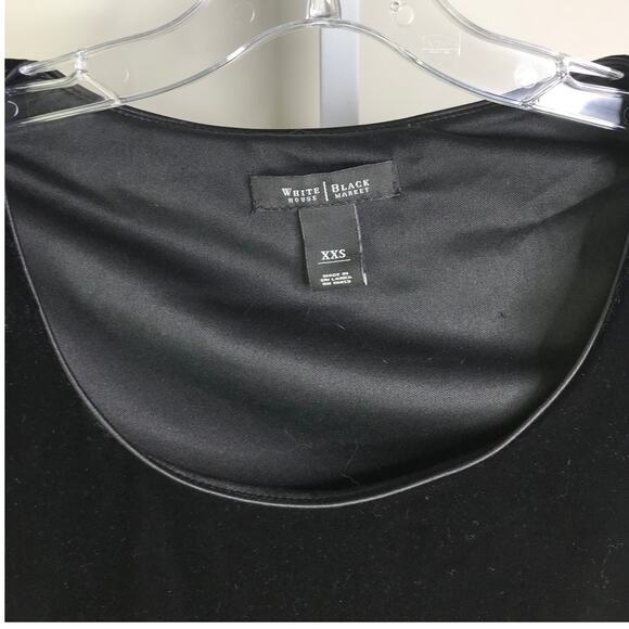 White House Black Market Dress Womens XXS Black Velvet 3/4 Sleeve Ruched Waist - Picture 2 of 7